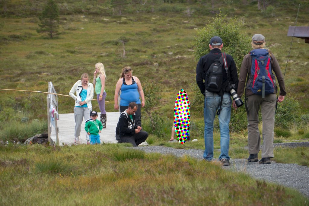 norw_0292.jpg - Eine bunte norwegische Familie, die der beliebtesten Freizeitbeschäftigung nachgeht: Fischen. Die Kleine hatte von Mutter ihre dreckigen Klamotten runtergerissen bekommen, da musste ich das Pixelmonster schicken.